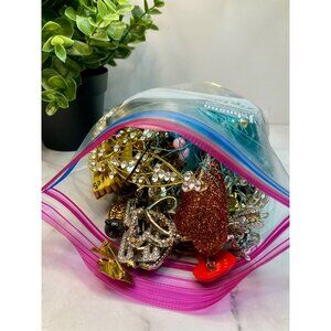 2lb Quart Size Bag of Junk Jewelry for CRAFTING - POOR condition Non Wearable -4